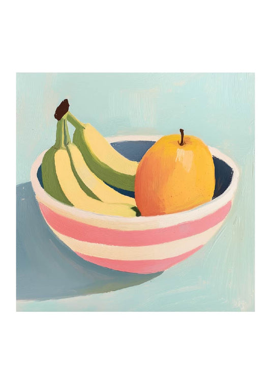 Banana & Pear Bowl – Playful Still Life Art Print