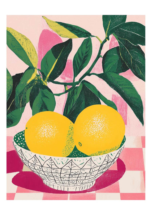 Citrus Bloom – Vibrant Lemon Bowl Art Print