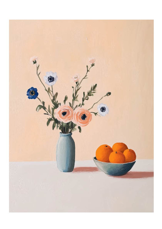 Citrus & Blossoms – Minimal Still Life Art Print