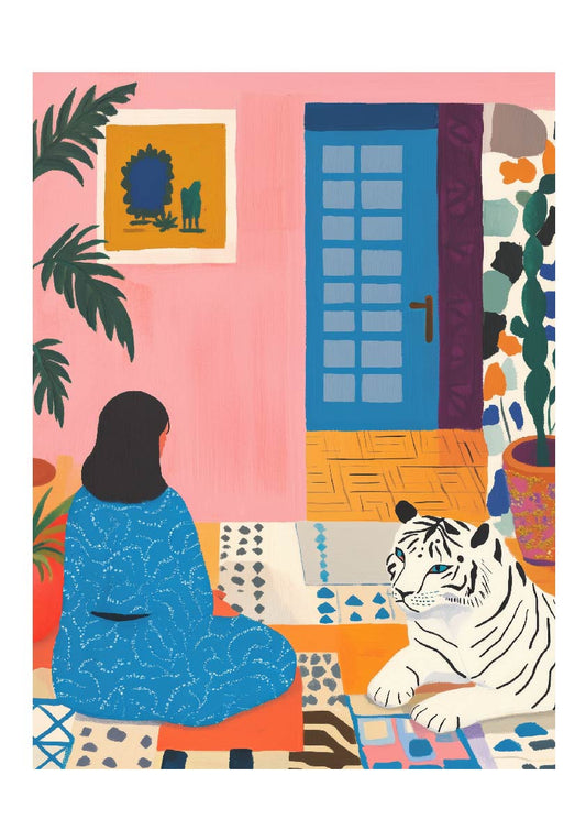 Blue Room Companions – Modern Interior Art Print