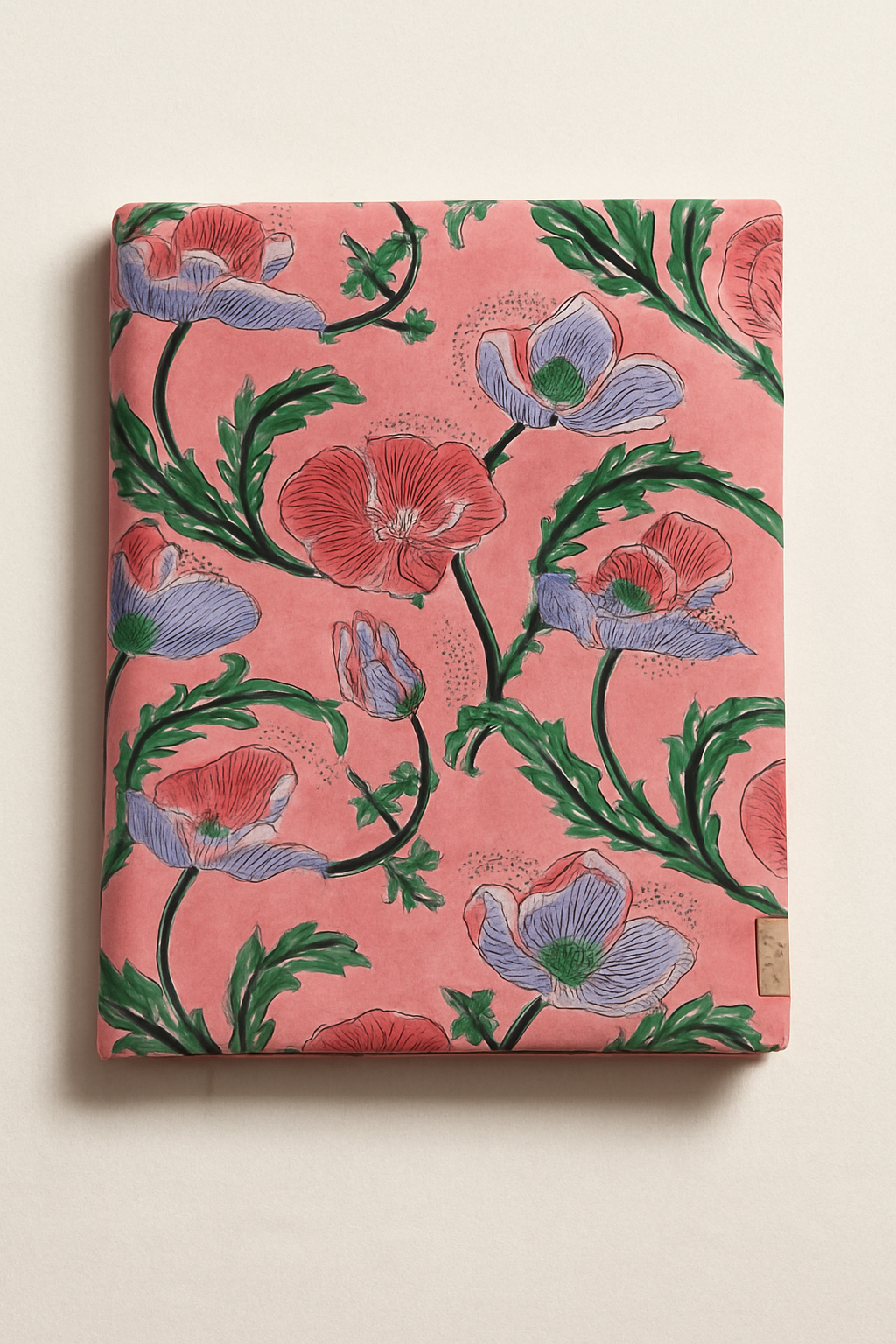 Hand Block Printed Fabric – Red and Purple Florals on Pink